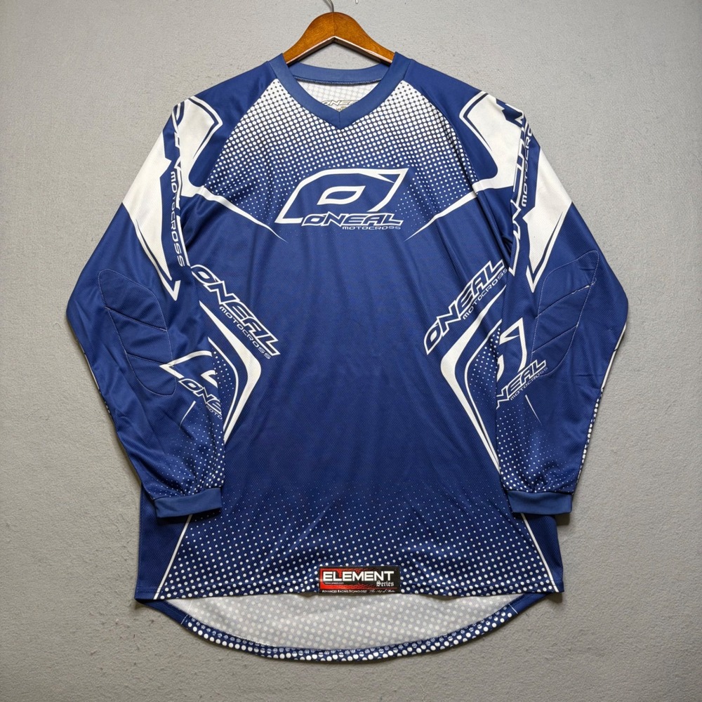 O'Neal Motocross Jersey Mens Medium Blue Element Series Y2K Racing Top‎